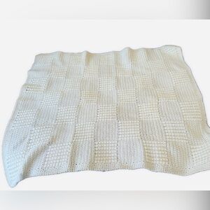 Gorgeous vintage baby blanket knit hand knit custom vanilla creamy soft blankie